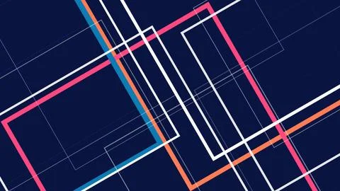 Abstract geometric street lines intersect in neon orange, pink, and cyan ov.. Stock Illustration