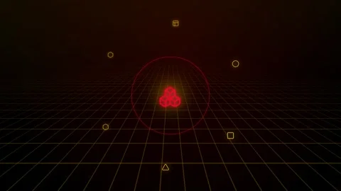 Abstract Geometric Structure Holographic HUD Seamless Loop 스톡 동영상 334342948