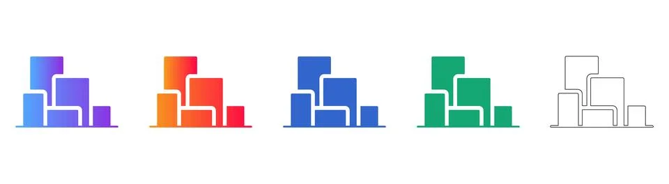 Abstract Geometric Structure Icon Set Stock Illustration