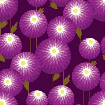 Abstract geometric style fall flowers seamless pattern Stock Illustration