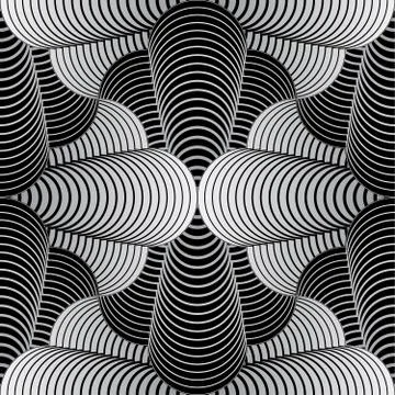 Abstract Geometric Stylized Checkered Conic Petals Vector Seamle Stock Illustration