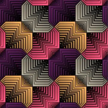 Abstract Geometric Stylized Petals, Easter Colors, Vector Seamle 스톡 일러스트