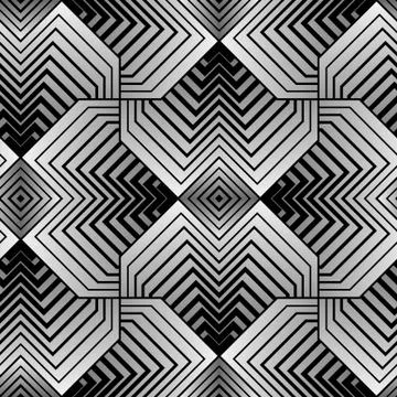 Abstract Geometric Stylized Petals Vector Seamless Pattern Stock Illustration