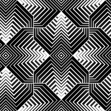 Abstract Geometric Stylized Petals Vector Seamless Pattern Stock Illustration