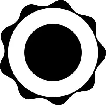 Abstract Geometric Sun Icon with Wavy Edges, Black and White Circular Emblem, Stock-Illustration