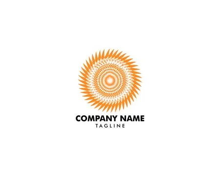 Abstract geometric sun logo, Orange flower icon Stock Illustration