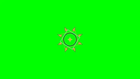 Abstract geometric sun symbol with layered shapes on a green background Stock Footage 340267241