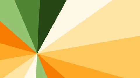 Abstract geometric sunburst background combines green orange cream and golden Stock Illustration