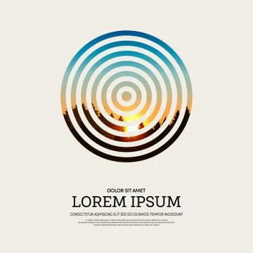 Abstract geometric sunset landscape poster background Stock Illustration