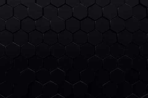 Abstract geometric surface. Hexagonal black background. 3D Rendering Stock Illustration