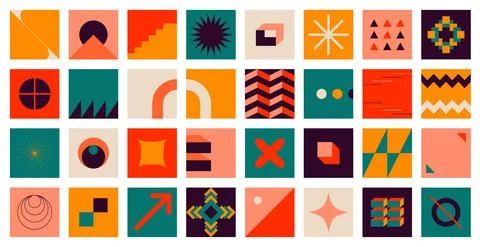Abstract geometric swiss forms. Modern bauhaus blocks, set of bold figures Stock Illustration