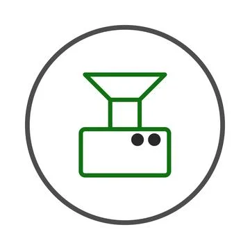 Abstract geometric symbol inside circular frame displaying schematic repres.. Stock Illustration