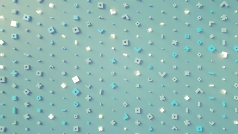 Abstract geometric symbols loopable 3D render animation 4k UHD 3840x2160 Stock Footage 97424116