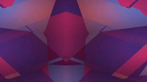 Abstract geometric symmetrical pattern with purple pink and blue shapes mov.. Stock Footage 345652348