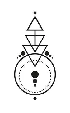 Abstract Geometric Tattoo, magic logo design, astrology, alchemy, boho style. イラスト素材