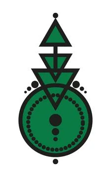 Abstract Geometric Tattoo, magic logo design, astrology, alchemy, boho style Stock Illustration