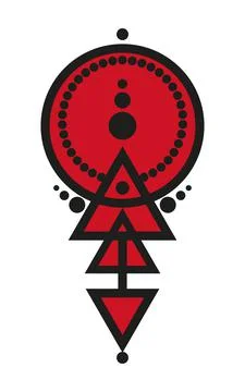 Abstract Geometric Tattoo, magic logo design, astrology, alchemy, boho style Stock Illustration