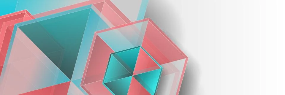Abstract geometric tech background with glossy blue and red hexagons Illustrazione stock