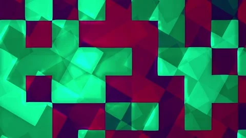 Abstract geometric tech background with shifting green red translucent squares Stock Footage 335630481