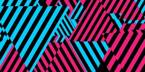 Abstract geometric tech contrast background with blue and pink triangles Stockillustratie