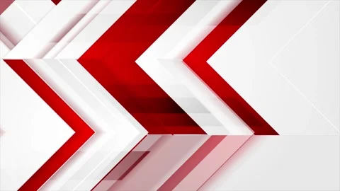 Abstract geometric tech motion background with layered white and red arrows Stock Footage 345703436