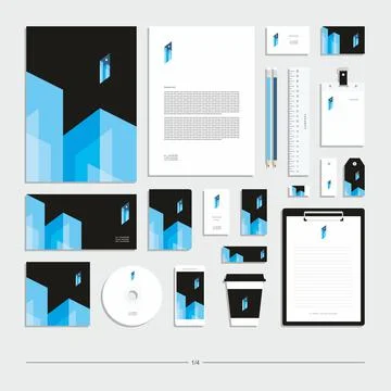 Abstract geometric technological corporate identity. Stationery set. Stock Illustration