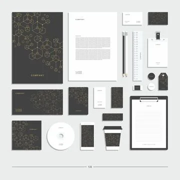 Abstract geometric technological corporate identity. Stationery set. Stock Illustration