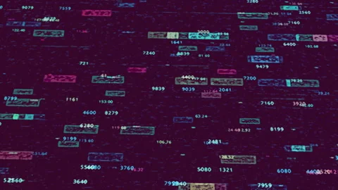 Abstract geometric technological pattern with blocks of data moving on black Stock Footage 249953637