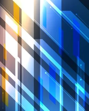 Abstract geometric technology background with dynamic blue and gold diagona.. Stock Illustration