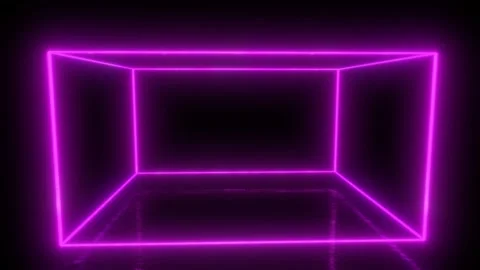 Abstract geometric technology shape of glowing neon.Neon luminous lines. Cube Stock Footage 242514150