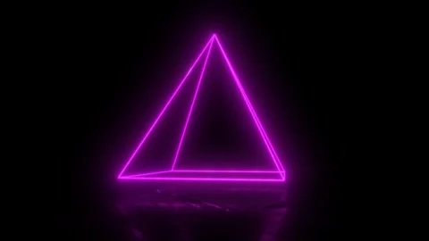 Abstract geometric technology shape of glowing neon.Neon luminous lines. Pyramid Stock Footage 242514163