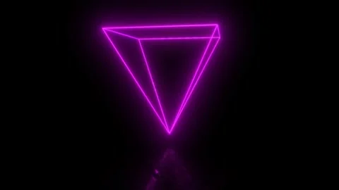 Abstract geometric technology shape of glowing neon.Neon luminous lines. Pyramid Stock Footage 242514173