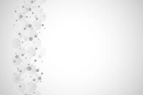 Abstract geometric texture with molecular structures and neural network Stock Illustration