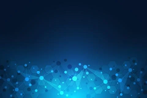 Abstract geometric texture with molecular structures and neural network Stock Illustration