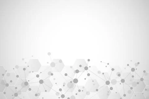 Abstract geometric texture with molecular structures and neural network Stock Illustration