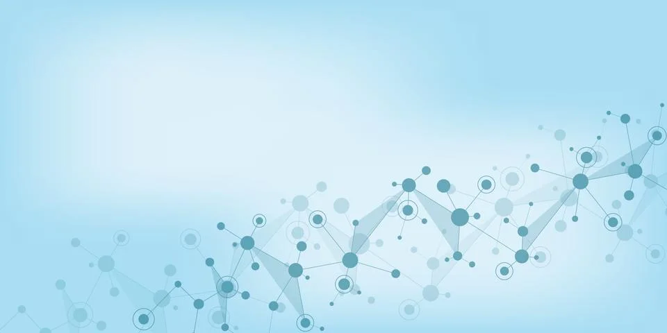 Abstract geometric texture with molecular structures and neural network Stock Illustration