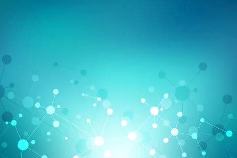 Abstract geometric texture with molecular structures and neural network Stock Illustration