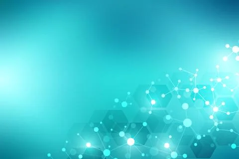 Abstract geometric texture with molecular structures and neural network Stock Illustration