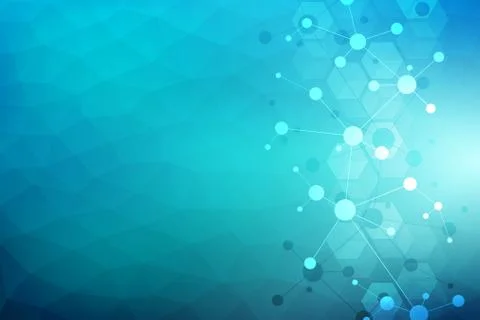 Abstract geometric texture with molecular structures and neural network Stock Illustration