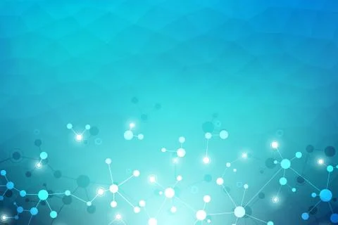 Abstract geometric texture with molecular structures and neural network Stock Illustration