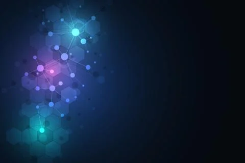 Abstract geometric texture with molecular structures and neural network Stock Illustration