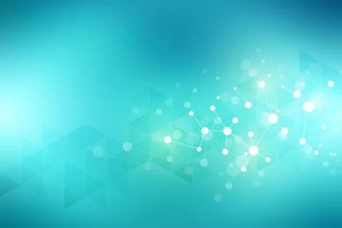 Abstract geometric texture with molecular structures and neural network Stock Illustration