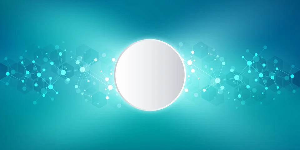 Abstract geometric texture with molecular structures and neural network Stock Illustration