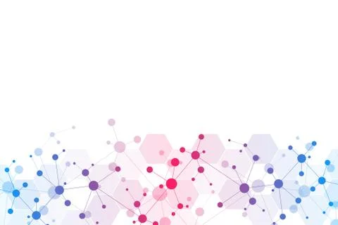 Abstract geometric texture with molecular structures and neural network Stock Illustration