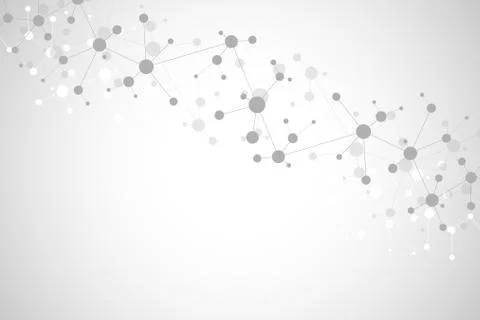 Abstract geometric texture with molecular structures and neural network Stock Illustration