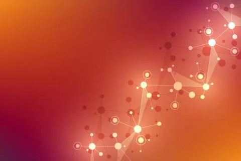 Abstract geometric texture with molecular structures and neural network Stock Illustration