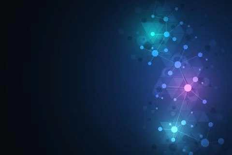 Abstract geometric texture with molecular structures and neural network Stock Illustration