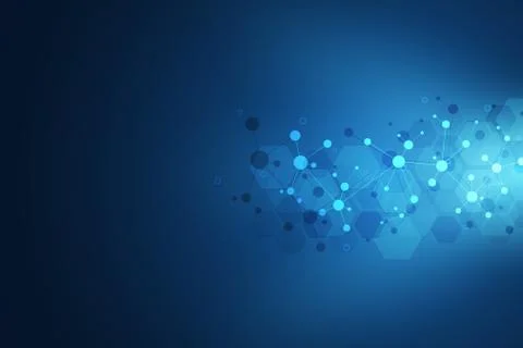 Abstract geometric texture with molecular structures and neural network Stock Illustration