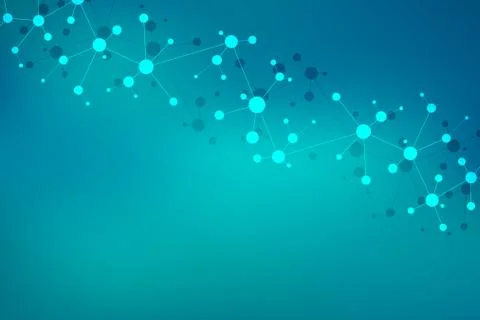 Abstract geometric texture with molecular structures and neural network Stock Illustration