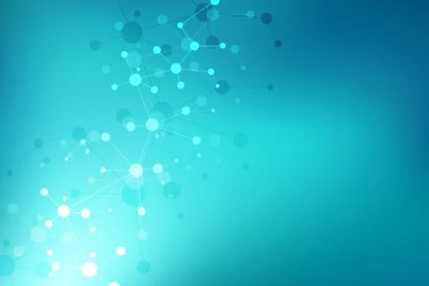 Abstract geometric texture with molecular structures and neural network. Mole 스톡 일러스트